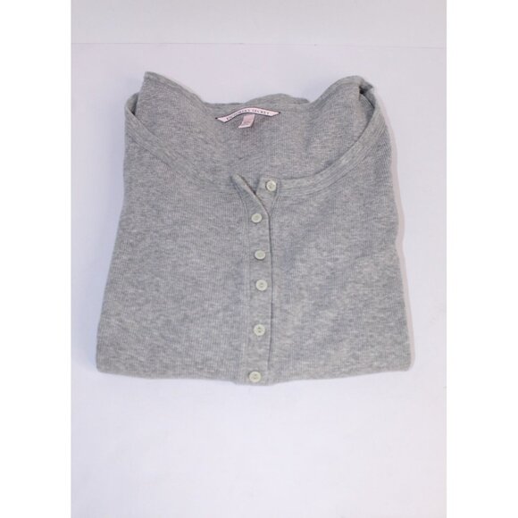 Victoria's Secret Henley Night Shirt Women's Size M Gray Knit 3/4 Sleeve Casual - Picture 9 of 9